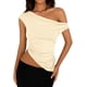 thumbnail image 1 of Remera PRETTYGARDEN Asimétrica Crop Top de Un Hombro M Beige Amarillo, 1 of 8