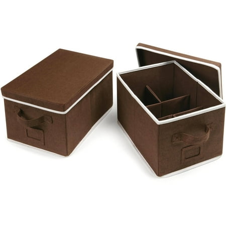 Badger Basket Medium Folding Storage Baskets with Adjustable Dividers,Set of 2, Choose Your Color