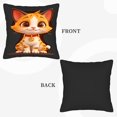 thumbnail image 6 of Set of 2 18x18in Throw Pillow Covers with Cartoon Cat Design - Vibrant Orange & White Stripes Perfect for Couch Bed or Car, 6 of 8