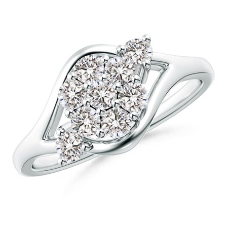 6 Prong Round Ring Setting - April Birthstone - Round Composite Diamond Bypass Ring with Prong Setting in 14K White Gold (Weight: 0.67ctwt)