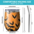 thumbnail image 5 of 12oz Stemless Wine Tumblers Halloween Bat Silhouette Pattern Vacuum Insulated Stainless Steel Travel Tumbler Cups Mug with Lid and Straw for Champaign,Cocktail,Beer with Cleaning Brush, 5 of 5