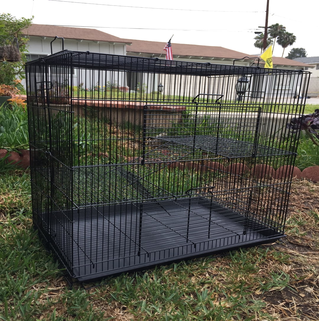 Large 3-Level With Narrow 3/8 Inch Bar Spacing Shelves Ladders All Metal Chew Free for Guinea Pig Ferret Chinchilla Sugar Glider Rats Mice Hamster Gerbil Animal Critter Cage