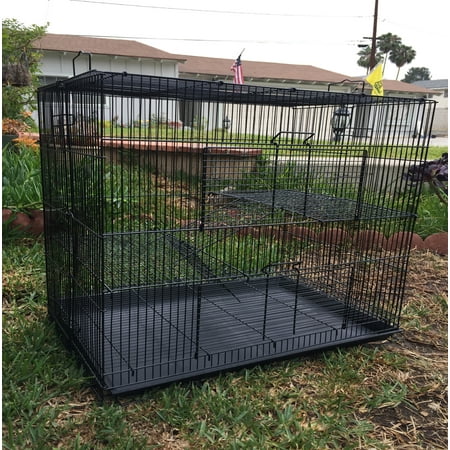 Large 3-Tiers Portable All Metal Chew-Proof Easy Setup With Narrow 3/8 Inch Bar Spacing for Rats Guinea Pig Sugar Glider Mice Hamsters Gerbils Animal Critter Cage