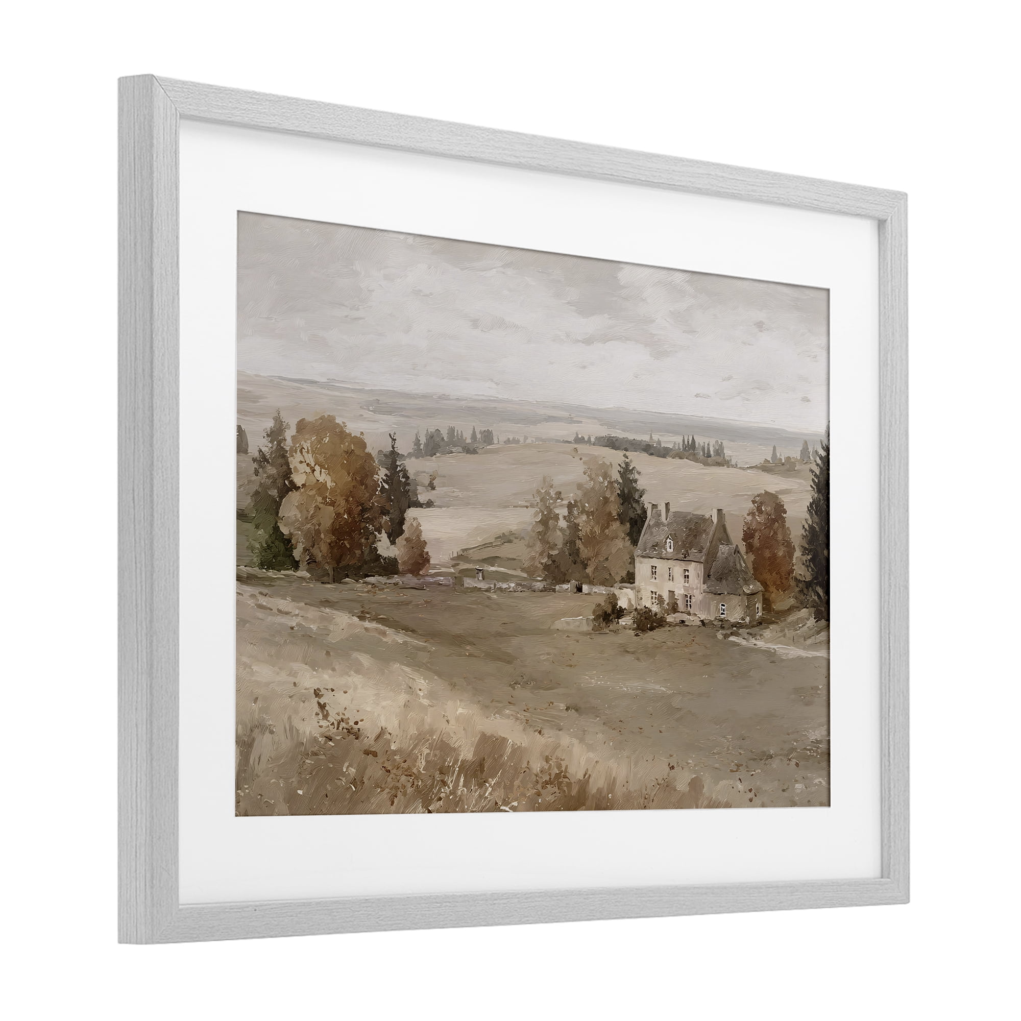 Stupell Industries Quaint Cottage in Countryside Gray Framed Print Under Glass, design by Jacky Ngan