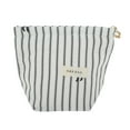 thumbnail image 1 of Ofertas Únicas 1 Pc Clutch Ligero Bolsa de Maquillaje Pequeña con Bordado de Lazo a Rayas para Vacaciones en Lona Negra, 1 of 6