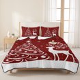 thumbnail image 3 of Quilts Twin XL Size Bedding Set, Red Christmas Lightweight Quilted Comforter, Xmas Tree Elk Snowflake Winter Soft Reversible Bedspread Coverlet with Pillow Covers for All Season, 68" x 98", 3 of 9