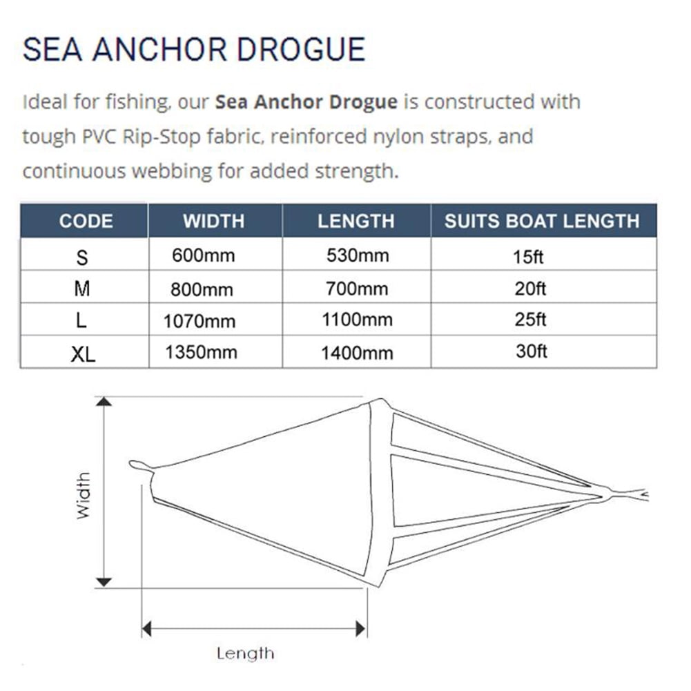 24"32"42"53" PVC Marine Sea Anchor Trolling Drift Sock Float Buoy Brake Drogue 