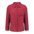 thumbnail image 5 of Lixiuxyad Button Down Shirts for Women Women's Casual Long Sleeve Shirt With Side Slits And Pocket Versatile Basic Top For Spring Summer Fall Everyday Wear Beach Date Outfit,Red, 5 of 7