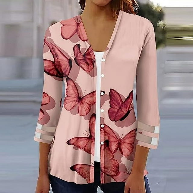 Cardigan pour Femmes Mode pour Femmes à Manches Trois Quarts Cardigan à Boutons à Manches 4/3 Veste Haut Cardigans Courts pour Femmes en Liquidation