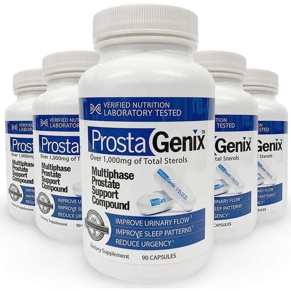 (5 Pack) ProstaGenix Multiphase Prostate Supplement - Over 1 Million Sold -End Nighttime Bathroom Trips, Urgency, & More. 90 Capsules