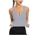 thumbnail image 2 of JIUKE Plus Size Crop Tank Tops Womens Ribbed Knit Sleeveless V Neck Solid Color Workout Yoga Shirts Size M, 2 of 4