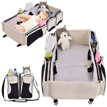 Costway 3 in 1 Portable Infant Baby Bassinet Diaper Bag Changing Station Nappy (Best Baby Gear For Twins)