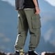 thumbnail image 4 of Pantalones largos de pana para hombre, con cordón y cintura elástica, holgados, para correr, informales, cargo, largos, de algodón y licra., 4 of 5