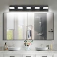 thumbnail image 6 of TICOZE 31.5" Modern Black 5-Light LED Vanity Light - Matte Black Bathroom Mirror Fixture with Frosted Acrylic Shades, 30W 6000K Cool White, 6 of 8