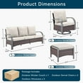 thumbnail image 7 of Unnifurnzi 5 Pieces Outdoor Patio Furniture Set-All Weather Wicker Outdoor Couch with Swivel Patio Chairs Wicker Patio Furniture for Deck Porch Garden Poolside Backyard-Brown/Beige, 7 of 7