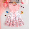 thumbnail image 2 of Robes pour Petites Filles Enfants Tout-Petits Filles Été Col Rond Manches à Volants Imprimés de Fleurs Robe Trapèze Décontractée avec Nœud Robe pour Tout-Petit Rose 8 Ans-9 Ans, 2 of 7