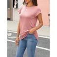 thumbnail image 3 of Womens Tops Casual Dressy Basic T Shirts Loose Fit Crewneck Cap Sleeve Tee Summer Outfits 2024, 3 of 6