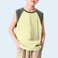 thumbnail image 2 of HAiming Boys Tank Tops Sleeveless Color Block Comfy T Shirts Workout Loose Casual Scoop Neck Athletic Tee Vacation Kids Tops 3-14 Years, 2 of 8