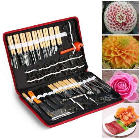 Garnishing Set - 80Pcs Portable Culinary Carving Chiseling Tools Kit Food Vegetable Fruit Garnishing Peeling Cutting Tool Set For Professional Amateur Chef Kitchen Food Carving Art