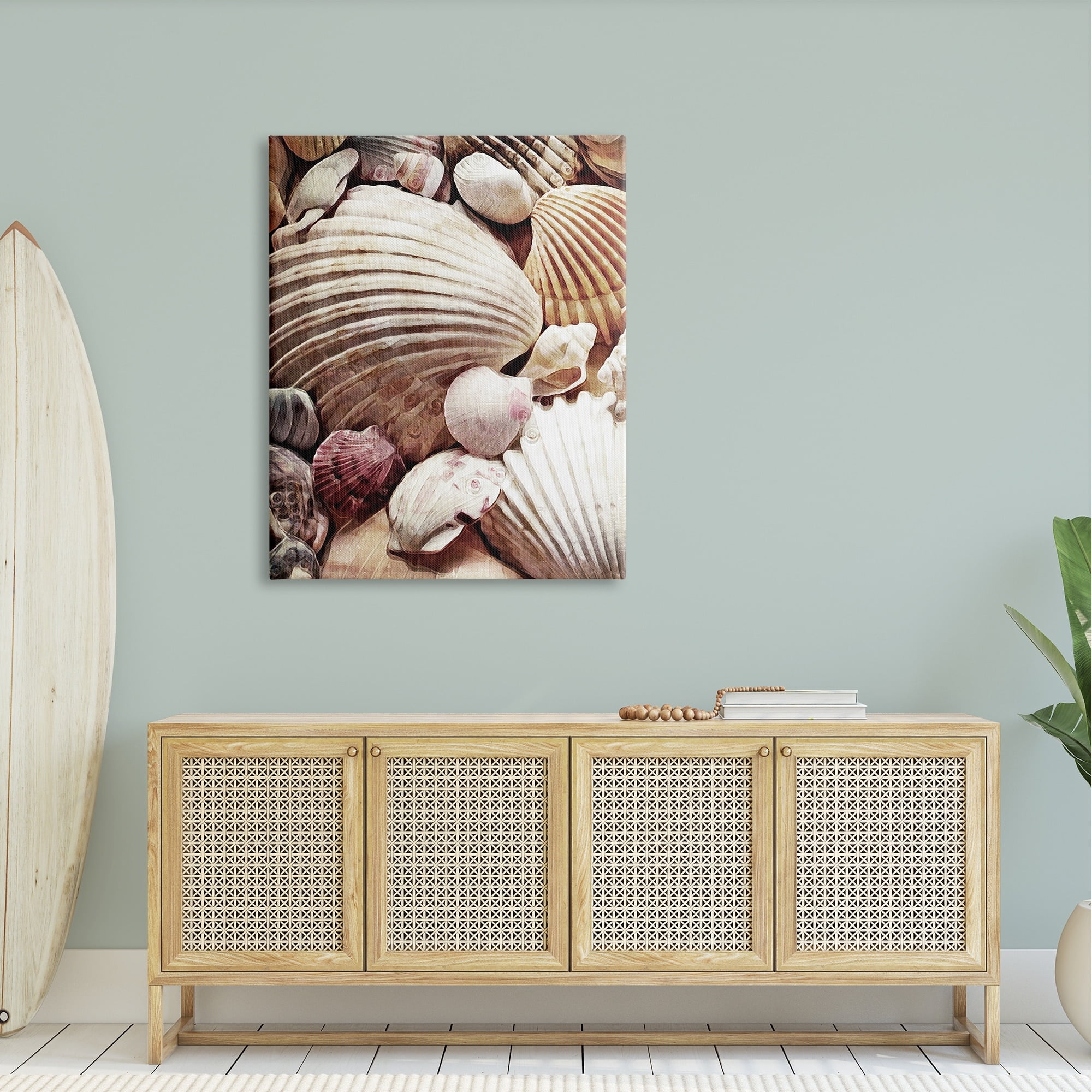 Stupell Various Nautical Clam Conch Shells Landscape Photography Gallery Wrapped Canvas Print Wall Art