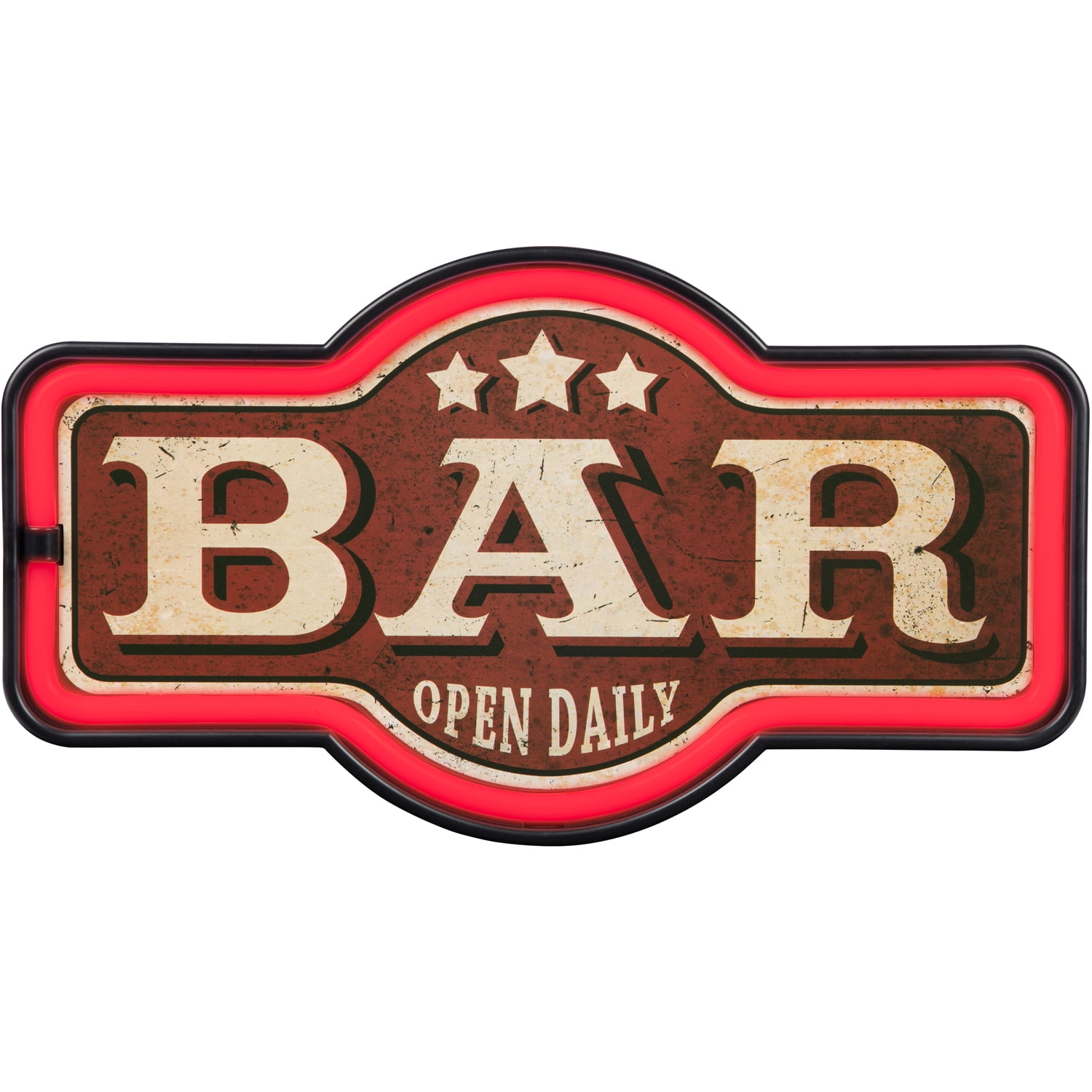 Bar Open Daily LED Neon Sign Vintage Inspired Retro Wall Decor for the Home, Game Room, Bar, or Man Cave (17” x 9.5” x 2”)