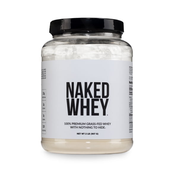 NAKED Whey 2LB 100% Grass Fed Whey Protein Powder - Only 1 Ingredient, Unflavored Whey Protein, Undenatured, Gluten Free, Soy Free, No GMOs, No Preservatives