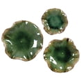 thumbnail image 1 of MY SWANKY HOME Ensemble d'Art Mural Moderne Lys Vert Brun Brillant Sculpture 3 Fleurs Feuille Ronde, 1 of 4