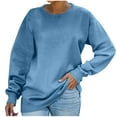 thumbnail image 2 of GaThRRgYP Plus Size Tops for Women,Womens Summer Tops Loose Fit,Women's Fashion Casual New Solid Color Hoodie Long Sleeve Top Light Blue L, 2 of 8