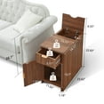 thumbnail image 6 of YOCWO Fluted Narrow Nightstand Set of 2 with Charging Station for Bedroom, Wood End Table with Drawer and Door for Living Room, Walnut, 6 of 9