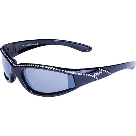 Global Vision Eyewear Marilyn 11 Women's Padded Black Motorcycle Sunglasses Flash Mirror Lenses