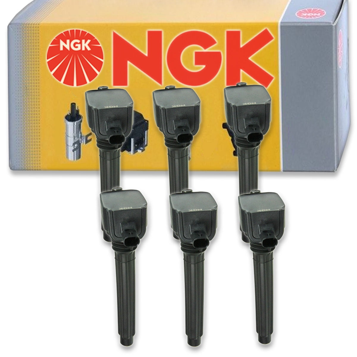 6 pc NGK 48755 Ignition Coils for 2505-484816 36-8196 5149168AH 5149168AI E1148 GN10616 IC751 UF-648 UF648 Spark Plug Wire Boot