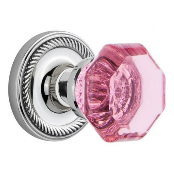 Nostalgic Warehouse Ropwap_Psg_238_Nk Rope Solid Brass Rose Passage Door Knob Set - Chrome