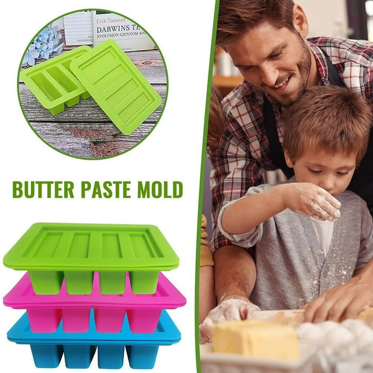 ADVEN Butter Mold Food Grade Silicone Butter Stick Molds 4 Cavities  Container for Butter Stick Soap Bar Energy Bar Muffin 