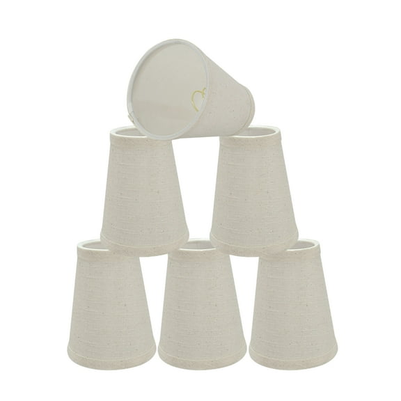 Aspen Creative 32663-6 Small Hardback Empire Shape Chandelier Clip-On Lamp Shade Set (6 Pack), Transitional Design in Off-White, 4" bottom width (2 1/2" x 4" x 5" )
