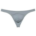 thumbnail image 2 of Botmois 2 PACK Men's Bikini T-back Underwear Male Low-rise Thong Briefs Bulge Pouch Soft Beach Tangas Silky Solid 2P-gray/camel X, 2 of 5