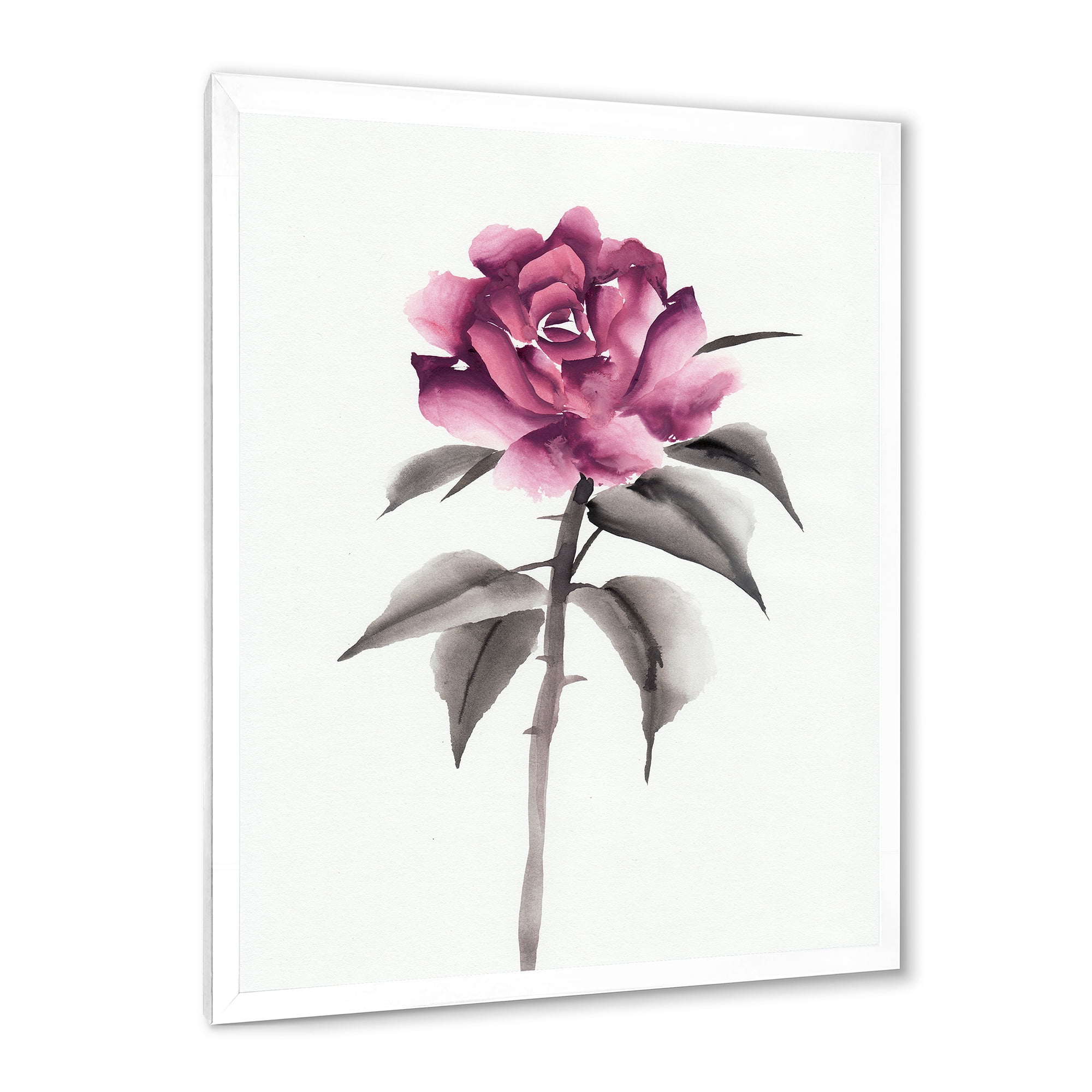 Designart 'Ancient Pink Rose Flower' Traditional Framed Art Print