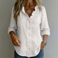 thumbnail image 5 of Lenpel Womens Long Sleeve Tops Trendy Ruffle V Neck Button down Shirts Lightweight Print Curved Hem Blouses Fall Clothes, 5 of 5