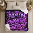 thumbnail image 5 of Main Character Energy Graffiti Crown, Cozy Friendship Quote Scene, Warm Flannel Blanket for Living Room and Reading Nook, Art Lovers Friendship Gift, Artistic Home Decor, 5 of 9