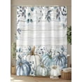 thumbnail image 4 of Fall Shower Curtain Blue Pumpkin Shower Curtains for Bathroom Thanksgiving Decor, Waterproof Polyester Shower Curtain Set with Hooks, Standard Size 72" x 72" Leaves Berry Wood Grain, 4 of 6