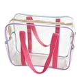 thumbnail image 2 of Macaron Color Clear PVC Cosmetic Tote Bag, Waterproof Transparent Travel Toiletry Organizer, Portable Makeup Bag for Beach Swimming Shower Gym Travel Storage, 2 of 6