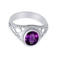 thumbnail image 3 of AFFY Celtic Lady's Simulated Amethyst Ring In 14K White Gold Plated 925 Sterling Silver Jewelry for Ladies, Ring Size 10.5, 3 of 4