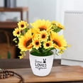 thumbnail image 4 of Hxlamzoo Artificial Sunflower Potted Plant with Plastic Vase - 20x20cm Realistic Home Decor for Indoor, Office, and Events, 4 of 6