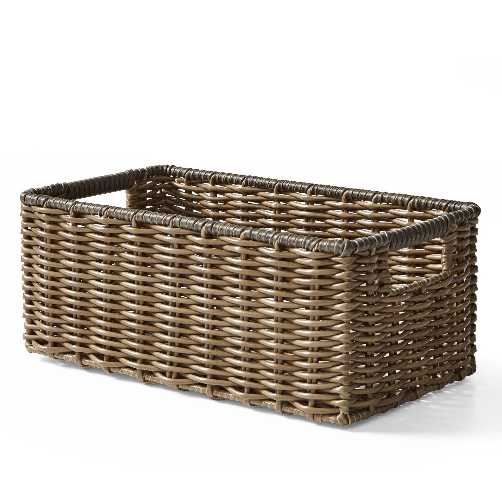 (3 pack) Better Homes & Gardens 2-Piece Poly Rattan Decorative Storage Basket Set, 13.5 in x 7.5 in x 5.5 in