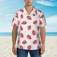 thumbnail image 4 of Fotbe Hand Drawn Strawberry Hawaiian Shirt for Men Unisex Summer Beach Casual Short Sleeve Cotton Linen Button Down Shirts-Small, 4 of 9