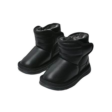 

Zodanni Kids Breathable Snow Boot School Casual Waterproof Winter Shoes Comfort Magic Tape Plush Lined Ankle Black 8C