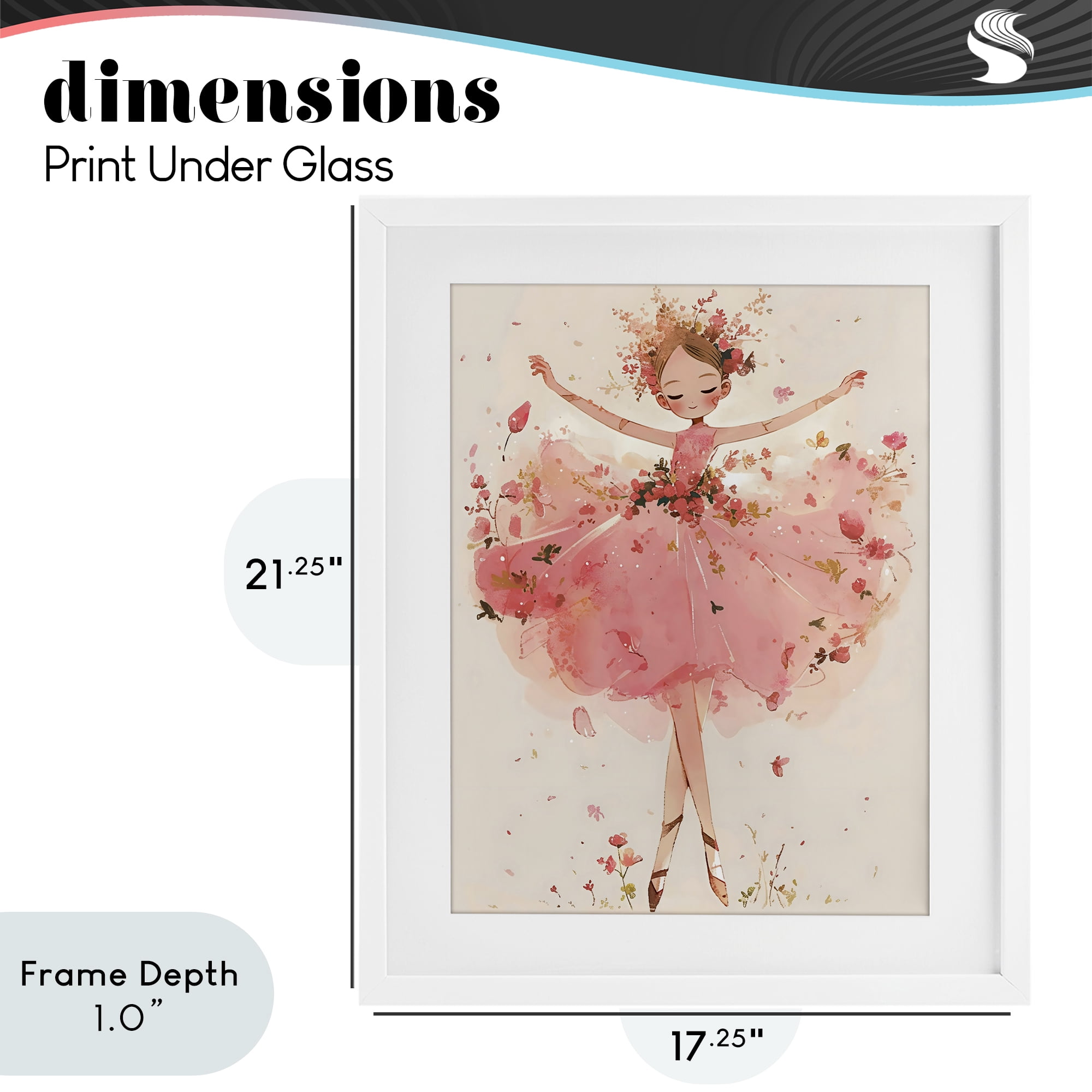 Stupell Industries Pink Floral Dress Ballerina White Framed Print Under Glass, design by Creative Studio