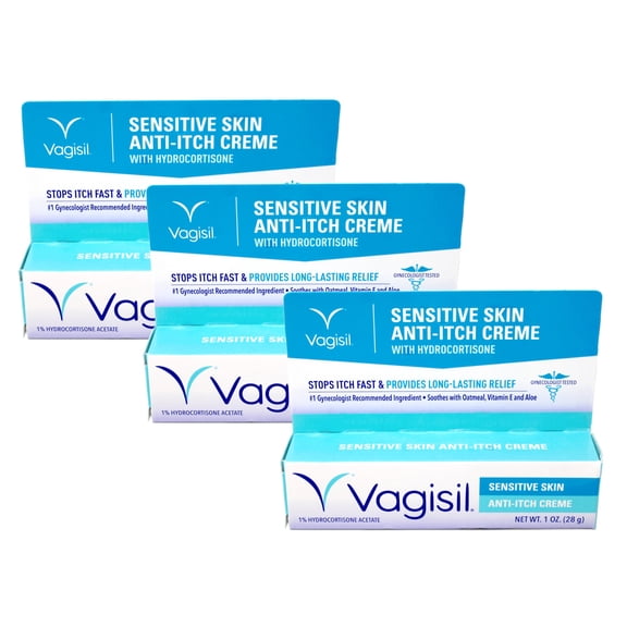 Vagisil Maximum Strength Anti-Itch Creme, Sensitive Skin Formula 1 oz, 3 Pack