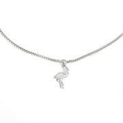 Vanbelle Sterling Silver Jewelry dangling Flamingo Anklet with Rhodium Plating for Women and Girls