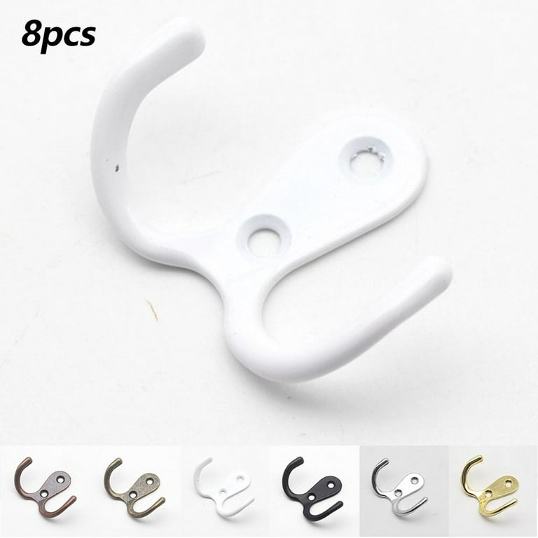 Fancy 8Pcs Heavy Duty Coat Hooks for Wall, No Rust, Double Prong Decorative  Clothes Hook for Entryway, Mudroom, Bathroom, Bedroom, Kitchen White