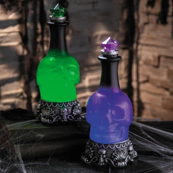 12" Light-Up LED Green Potion Bottles Halloween Decoration
